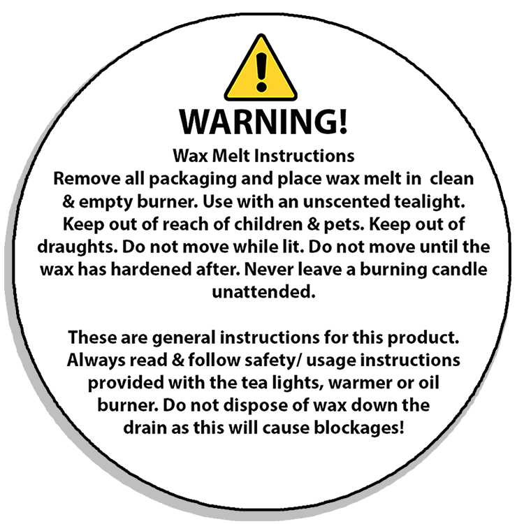 Wax Melt Warning Labels