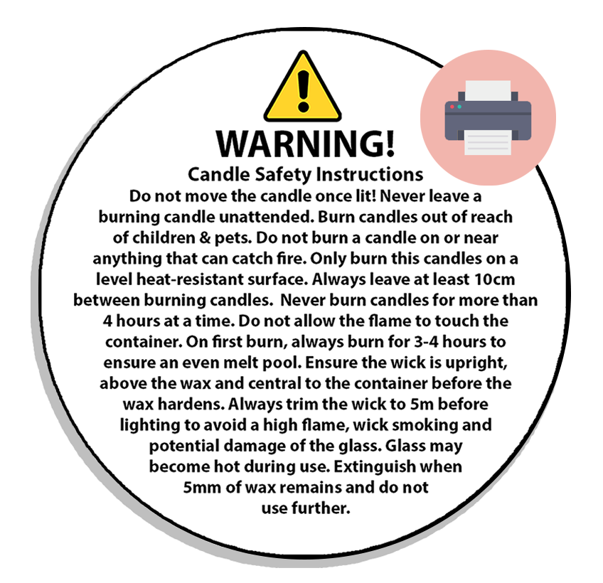 Wax Melt Safety CLP Candle Stickers